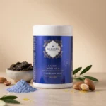 Savon noir Nila poudre indigo bleue beldi brut argan huile ingrédients détail – Belmés Profissional hammam spa