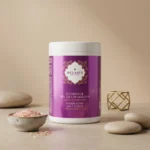 Pot gommage sel de l'Himalaya vue rapprochée cristaux roses exfoliant corps – Belmés Profissional spa luxe