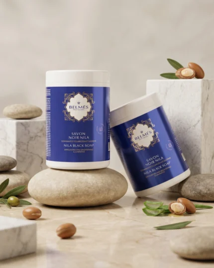 Savon noir Nila gommant éclaircissant illuminant argan aloe vera hammam professionnel – Belmés Profissional spa Maroc