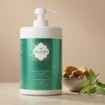 Pot gel nettoyant visage Belmés Profissional argan et figue de barbarie – noix d'argan figue de barbarie et feuilles fraîches en arrière-plan